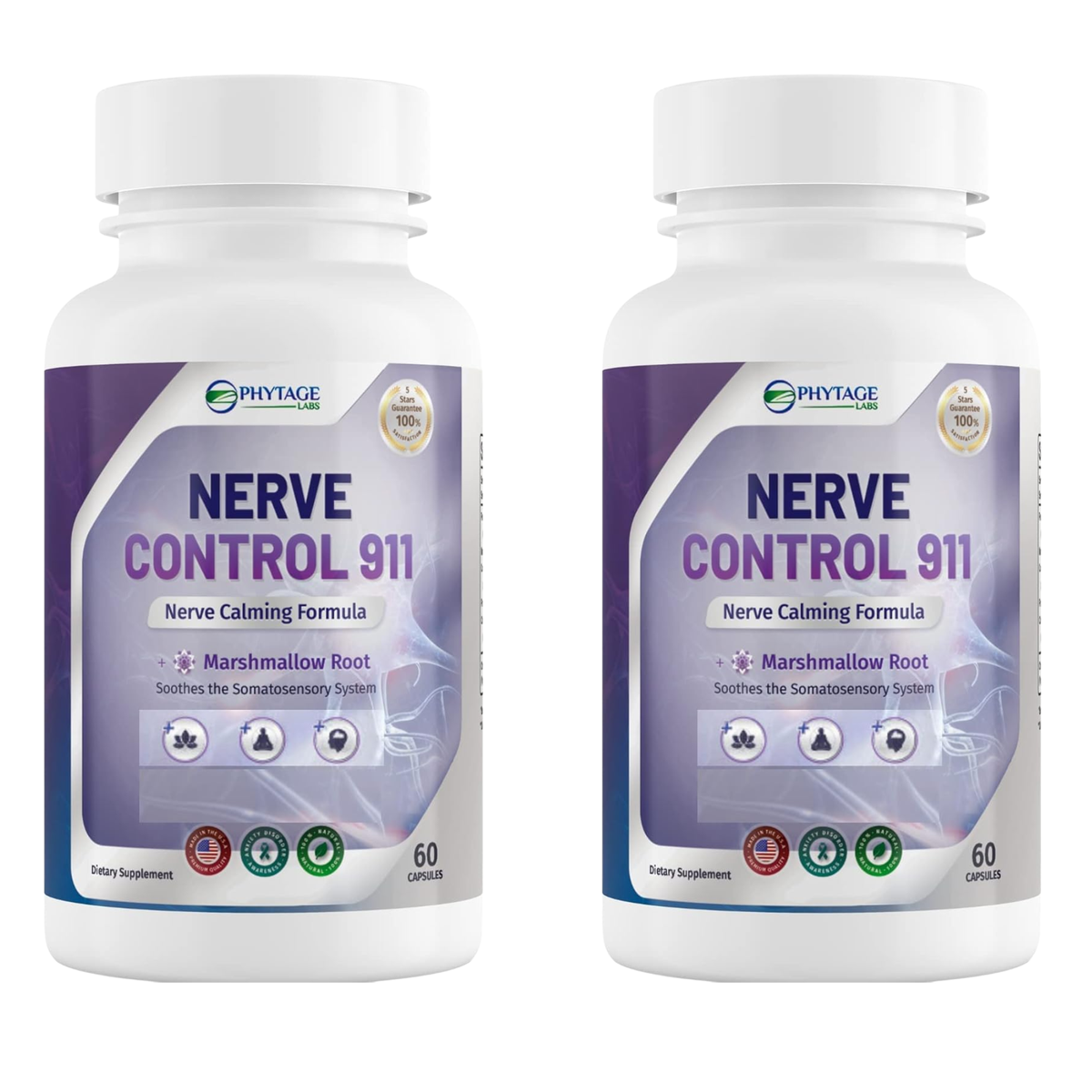 PhytAge Laboratories Nerve Control 911 Nerve Calming Formula — 60 Capsules