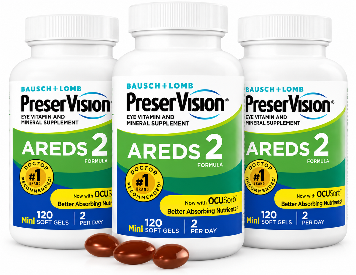 Bausch + Lomb PreserVision AREDS 2 Formula with OCUSorb Eye Vitamin and Mineral Supplement, 120 Mini Soft Gels