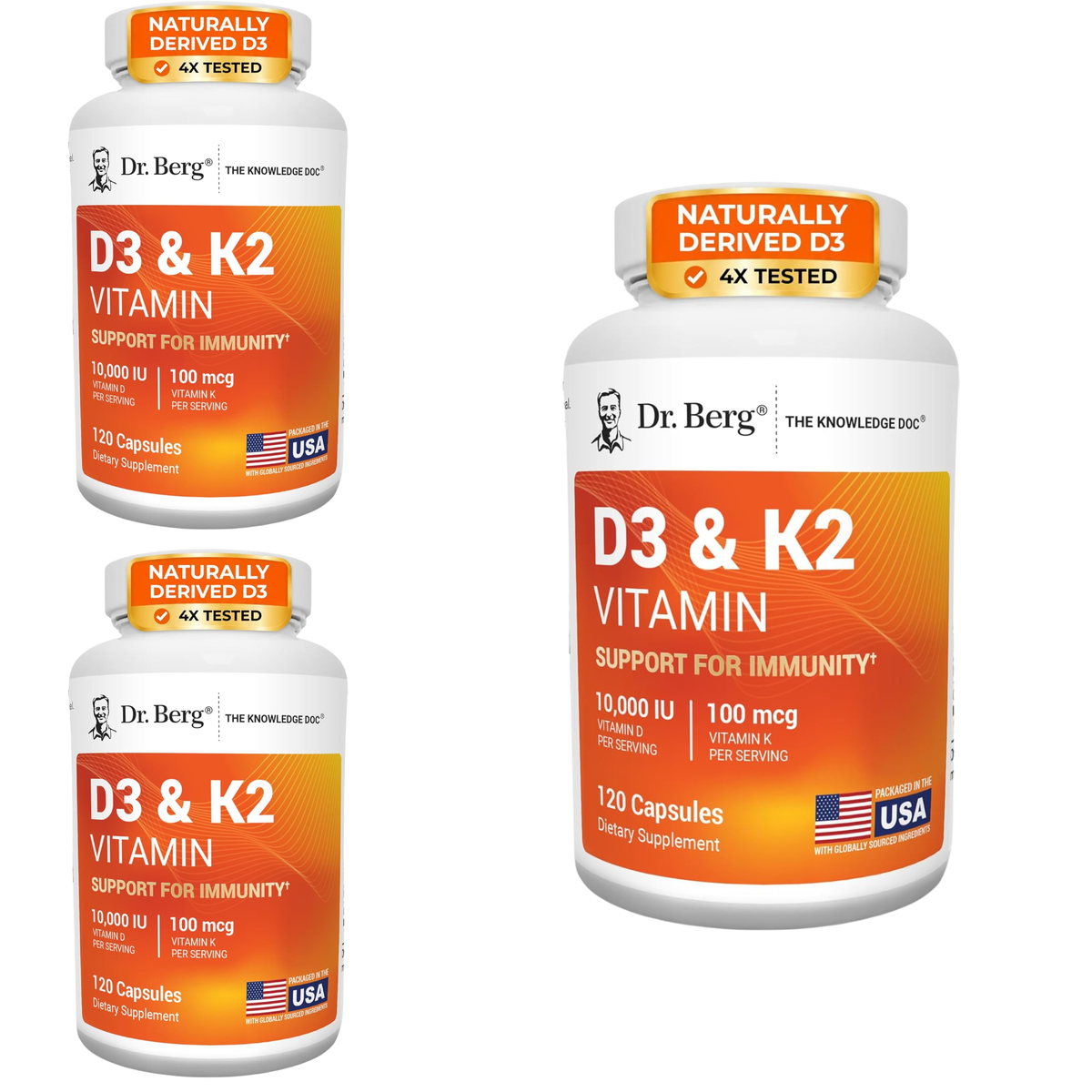 Dr. Berg D3 & K2 Vitamin Supplement for Heart and Bone Health