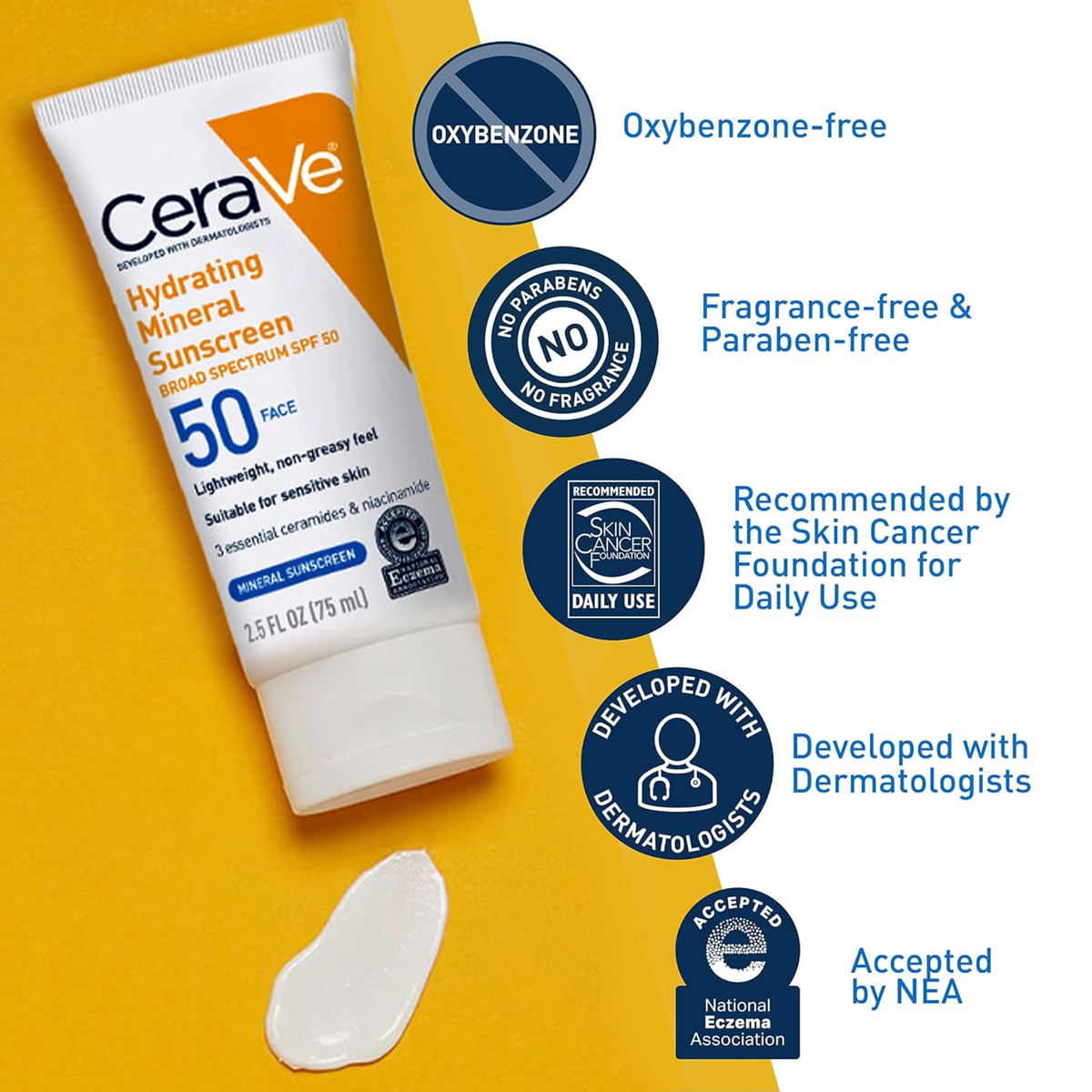 CeraVe Hydrating Mineral Sunscreen Broad Spectrum SPF 50 Face Lotion