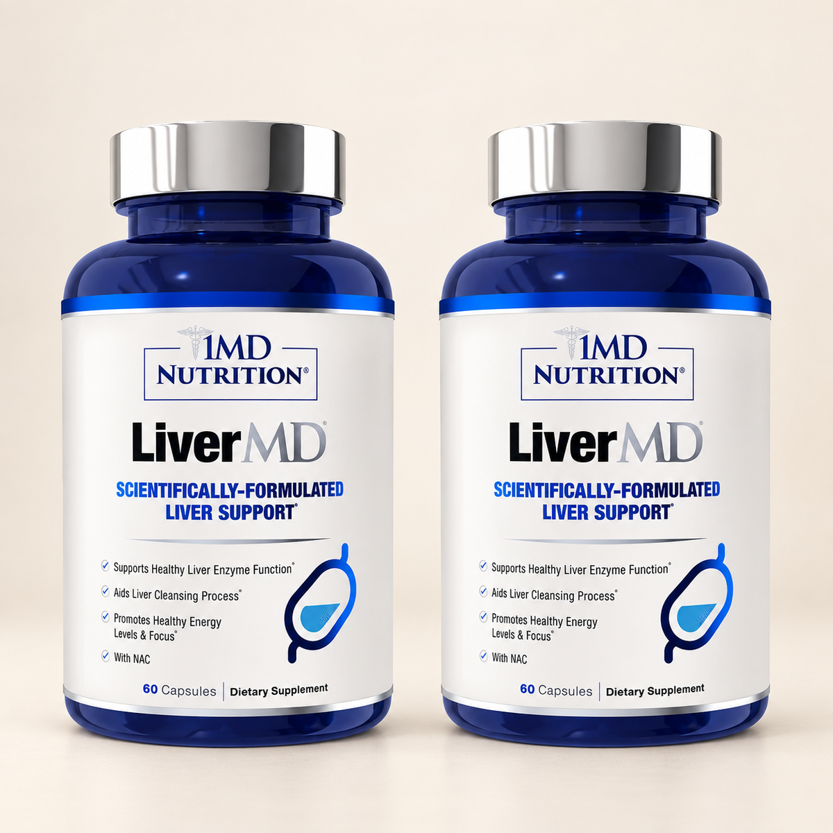 1MD Nutrition LiverMD 60 Capsules  ( Pack of 2 )