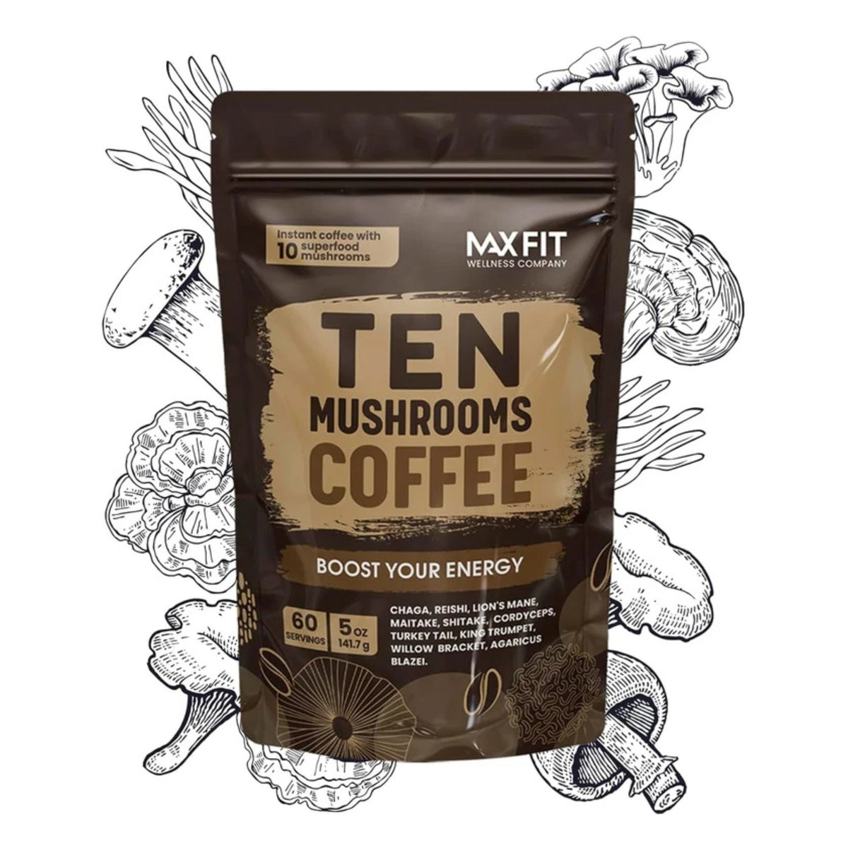 Ten Mushrooms Coffee Organic 60 Servings